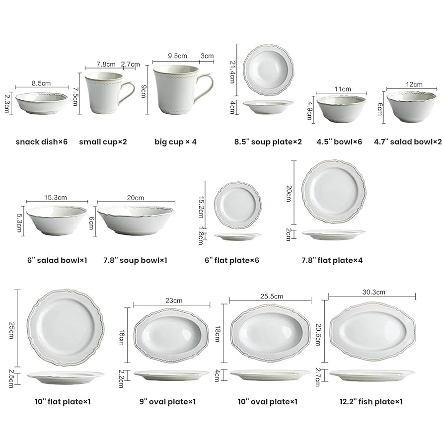 Amazon.co.jp: Porcelain Dinner Set, 38 Pieces French Retro